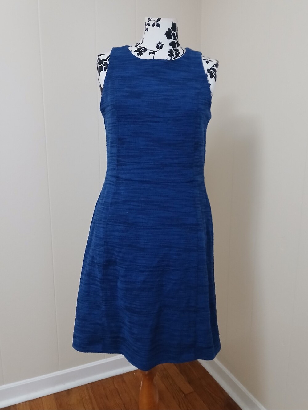 LOFT Textured Royal Blue Sleeveless A-Line Dress